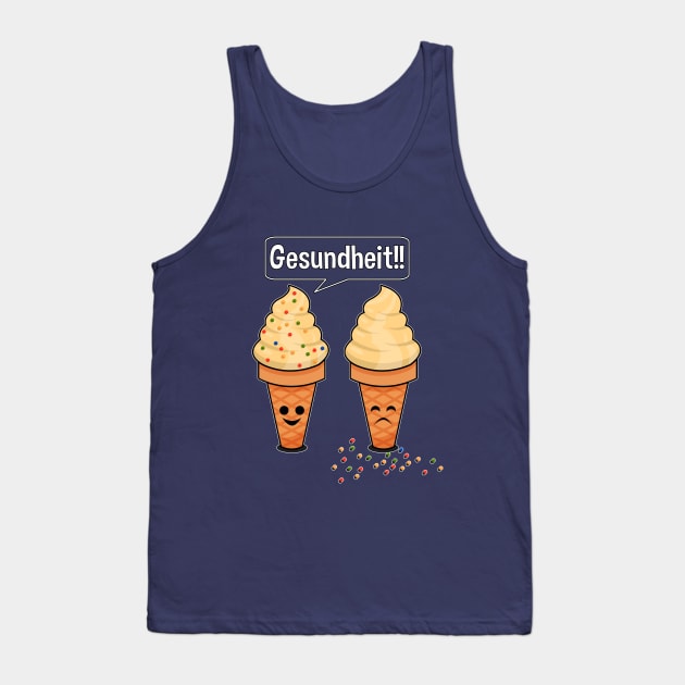 Sprinkle Sneezing Ice Cream Cone Says Gesundheit Funny Tank Top by SassySoClassy